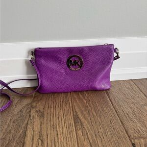 Michael Kors Violet Pebbled Leather Crossbody Bag